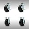 Service Caster 6 Inch SS Polyolefin Caster Set with Ball Bearings 2 Brakes 2 Rigid SCC SCC-SS30S620-POB-TLB-2-R-2 - alternate 1